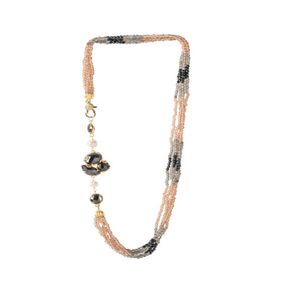 Exquisite side pieces Neckpiece featuring black agate, black, grey, and brown glass beads. - TMV_NP25