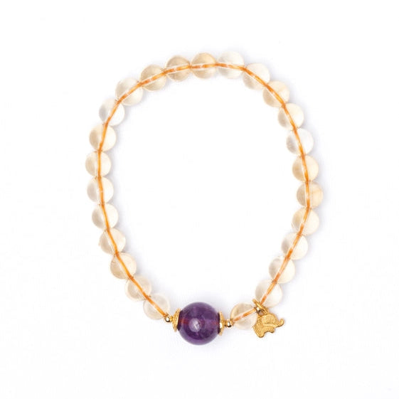 Yellow Citrine with Amethyst Center Bracelet. - TMV_BRCT24