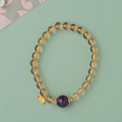 Yellow Citrine with Amethyst Center Bracelet. - TMV_BRCT24