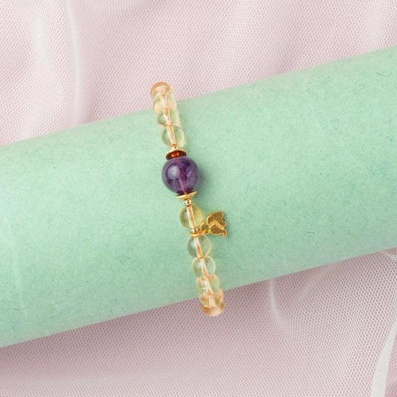 Yellow Citrine with Amethyst Center Bracelet. - TMV_BRCT24