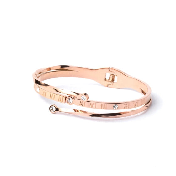 Rose Gold Kada with Roman Numerals and AD. - TMV_BRCT5
