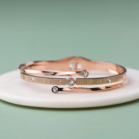 Rose Gold Kada with Roman Numerals and AD. - TMV_BRCT5