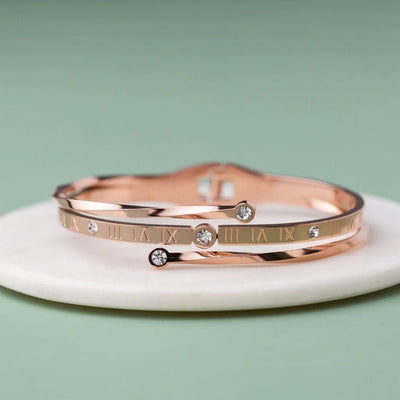 Rose Gold Kada with Roman Numerals and AD. - TMV_BRCT5