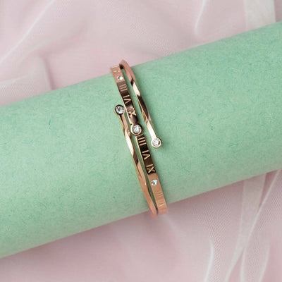 Rose Gold Kada with Roman Numerals and AD. - TMV_BRCT5