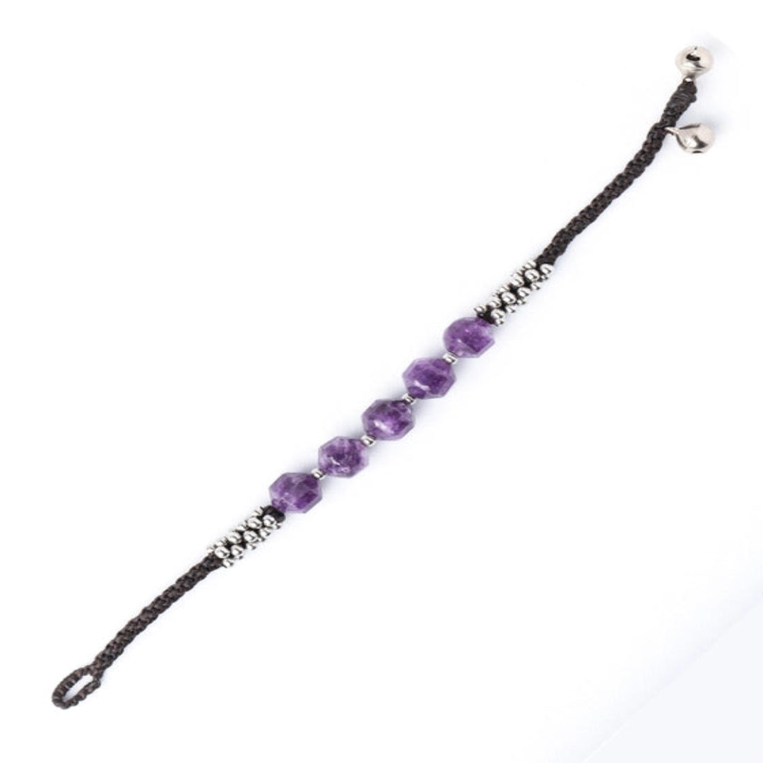Amethyst Center Beads bracelet, with Silver-Plated Balls. - TMV_BRCT21