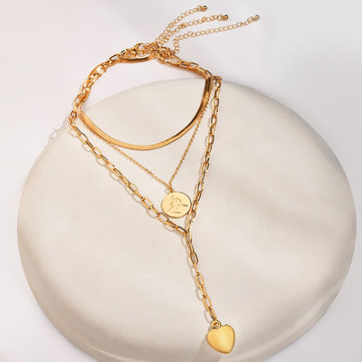 Lariat Style Multi Layered Necklace - AHACN-1135
