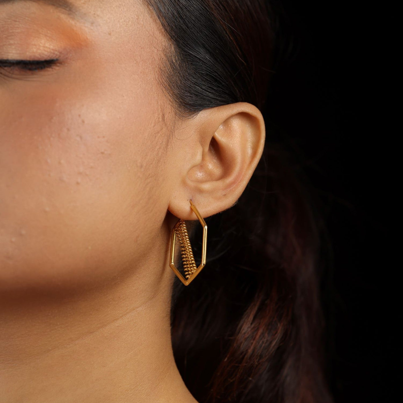 Stylish Hexagon Gold Earrings for Party & Daily Wear - AVE19
