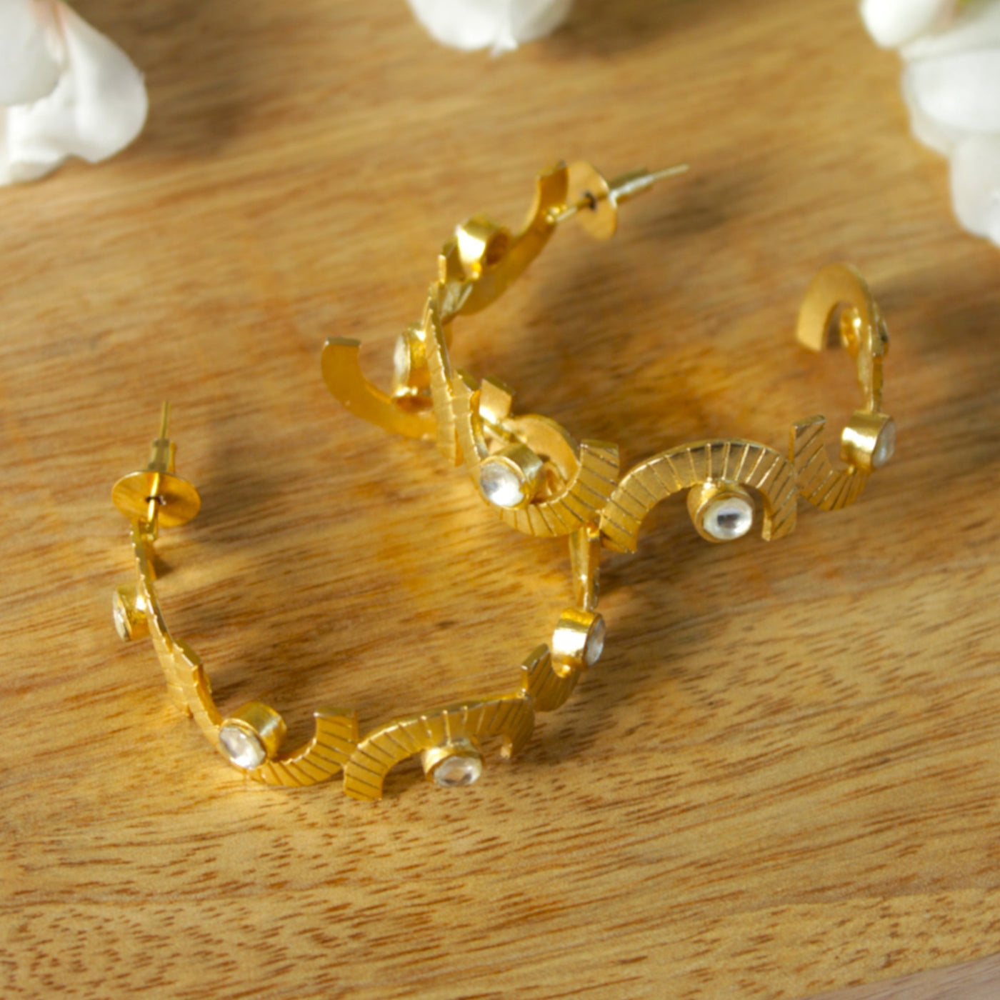 Golden Hoop With Stones - AVE26
