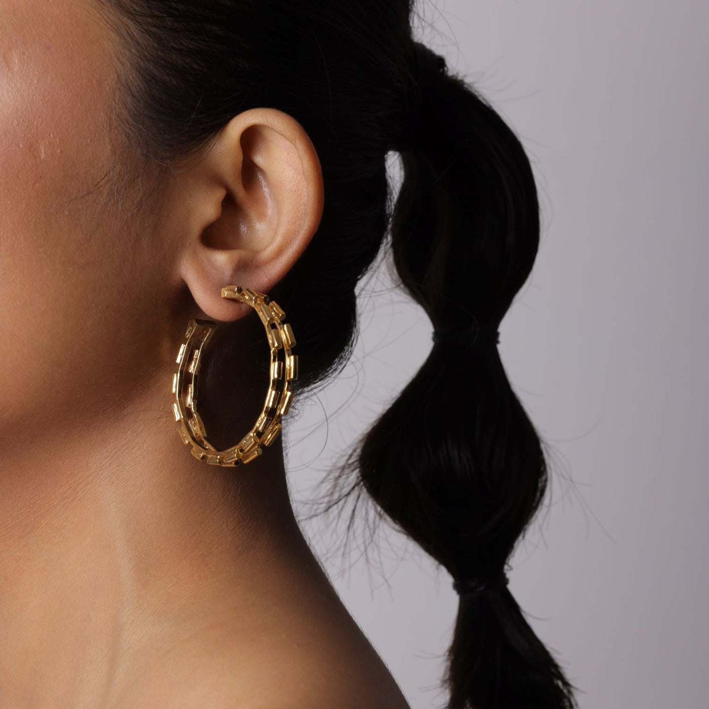 Brass Metal Hoop Earring - AVE58