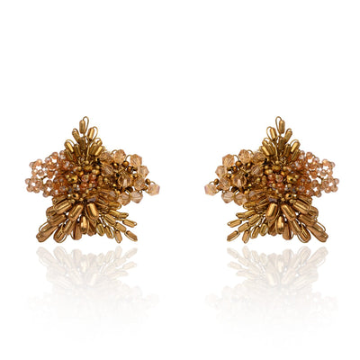 Gold Plated Metallic Abstart Earrings For Ethnic Wedding Look - BE-525-01 GOLD