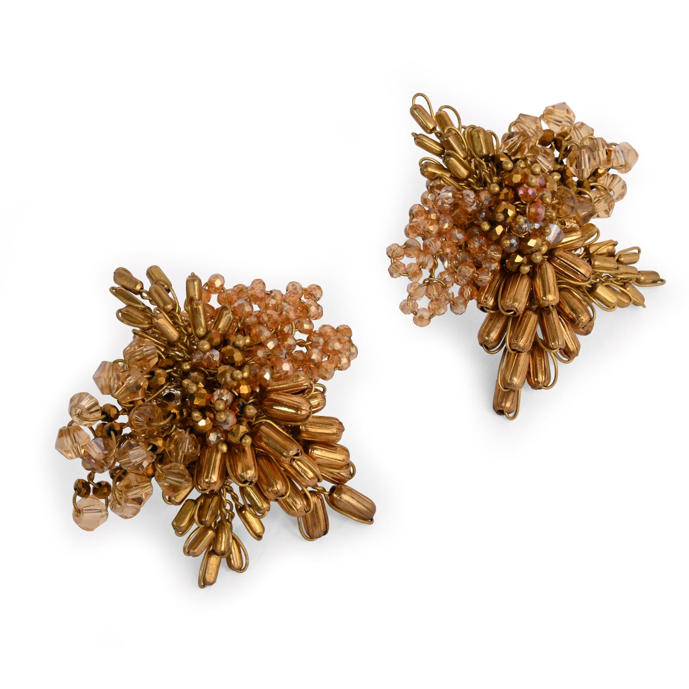 Gold Plated Metallic Abstart Earrings For Ethnic Wedding Look - BE-525-01 GOLD