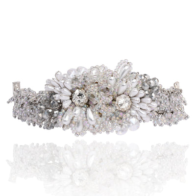 Silver Plated Pearl Festive Bracelet - BR-310-01 SILVER