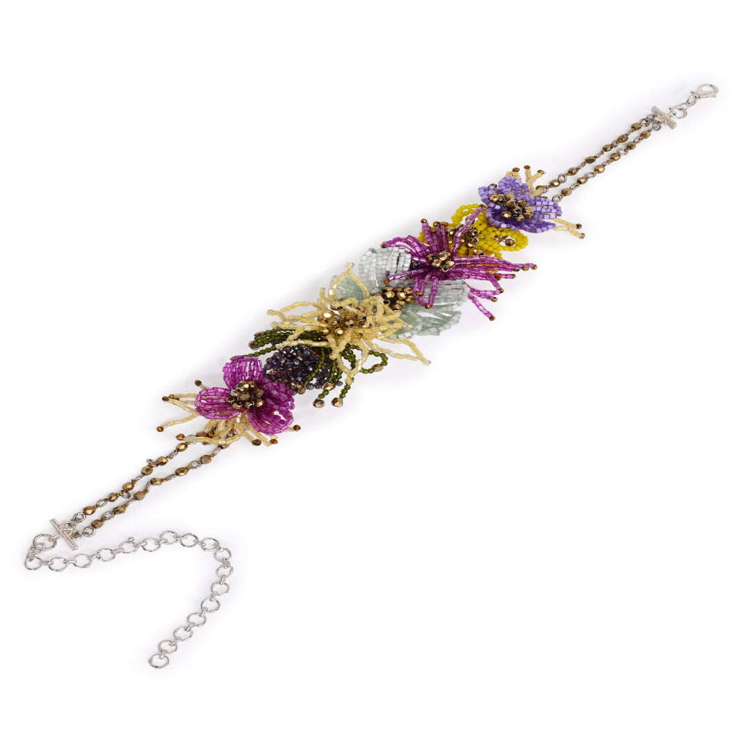 colourful crystal adjustable bracelet for wedding - CKBR-362-01 MULTI