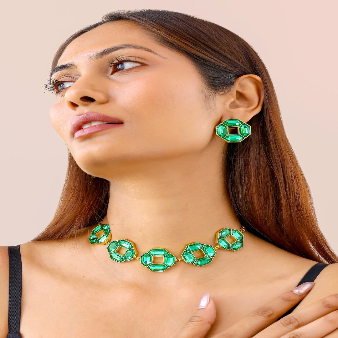 Cavana Necklace Set (Emerald) - CANS6006_GRE