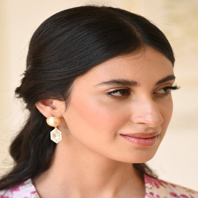 Cavi Drop Earrings (White) - CADE5001_WHI