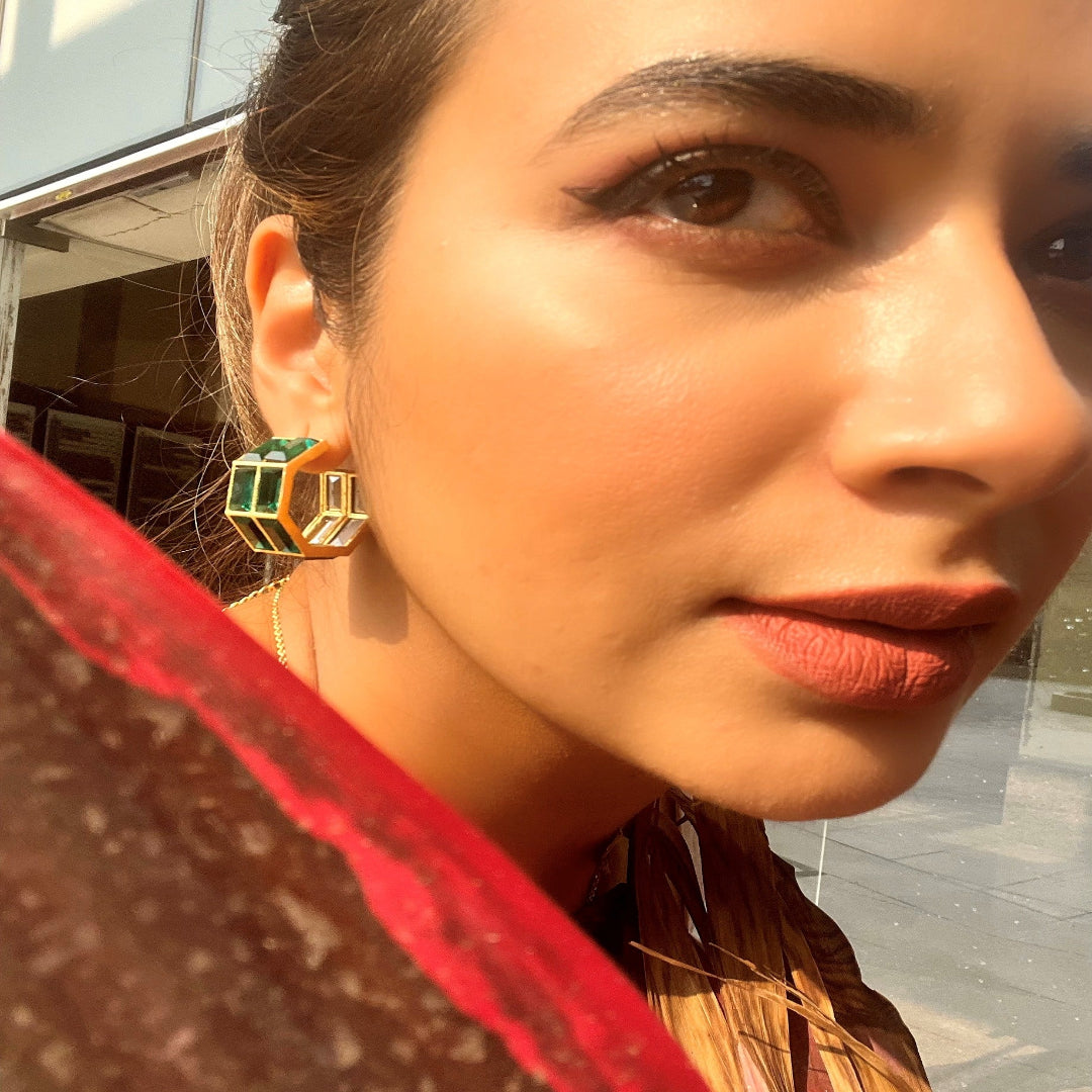 Chandelier Baguette Hoops (Emerald) - BBCHBH1005_GRE