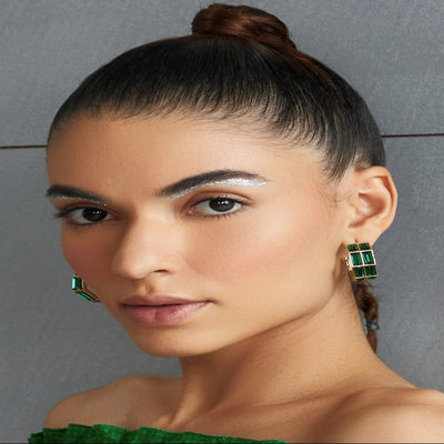 Chandelier Baguette Hoops (Emerald) - BBCHBH1005_GRE