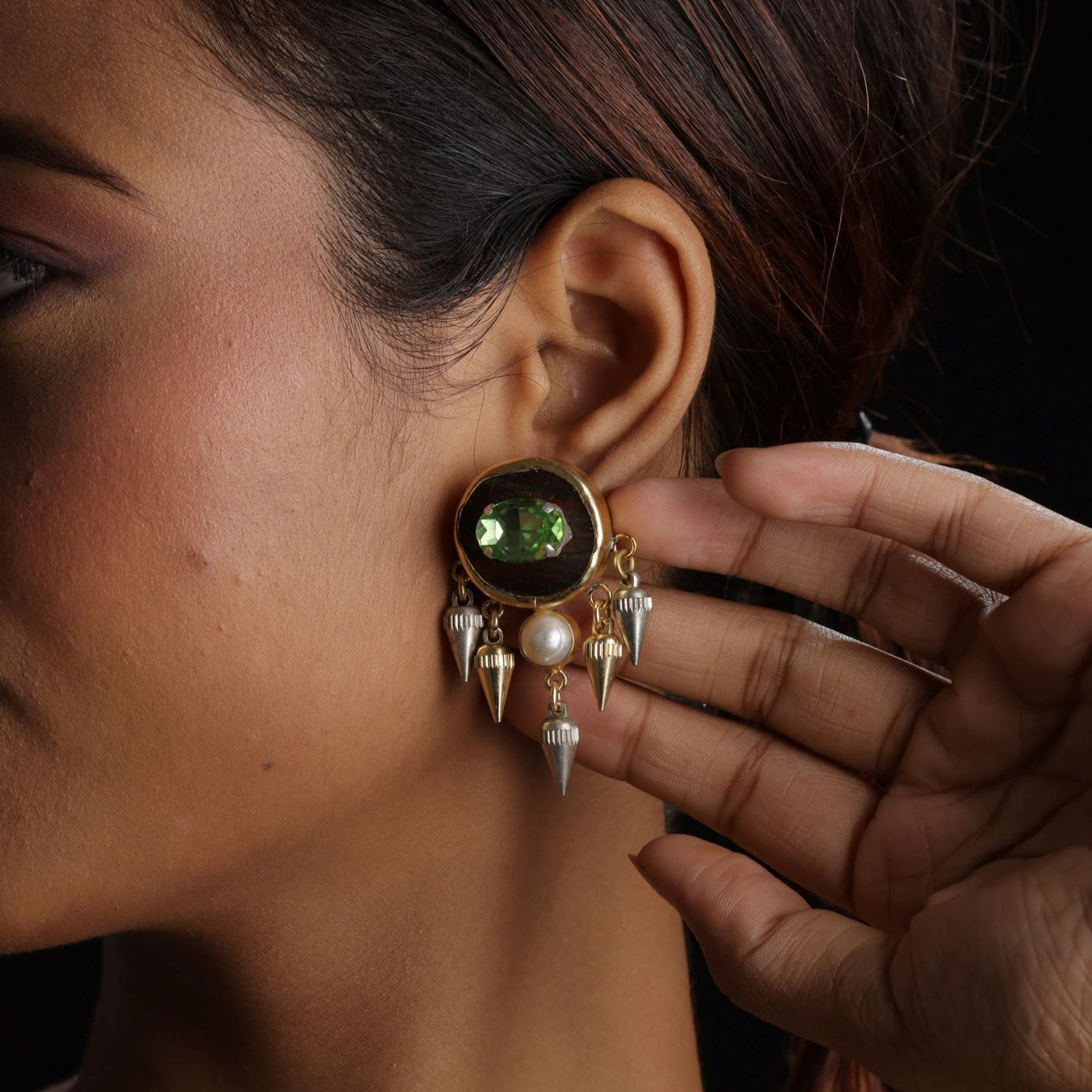 Emerald Stone Stud Earring - ERF531A
