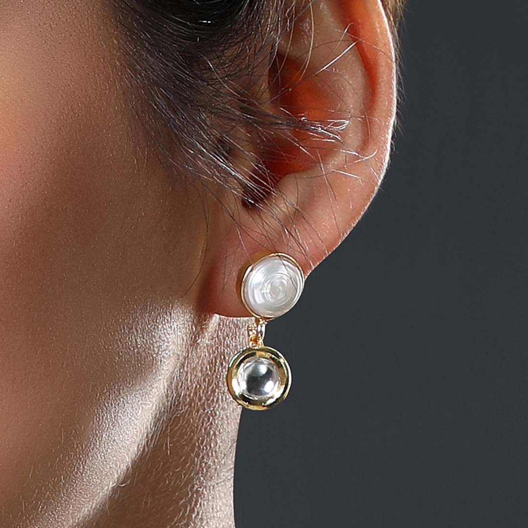 Pearl Studded Danglers Earrings - HRER 162