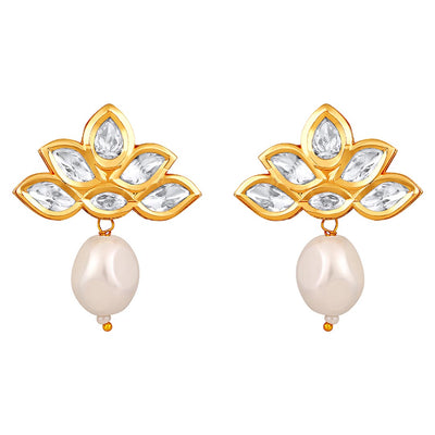 Pearl Danglers Lotus Earrings - HRER 164
