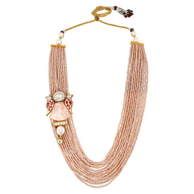 Pink Crystals Layered Necklace Set - HRNS 268