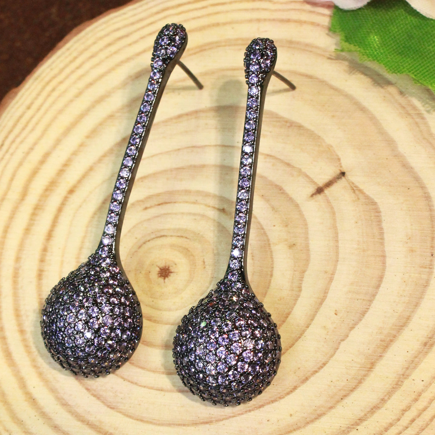 Lavender Long Teardrop Design Earrings - SIA451768 _E