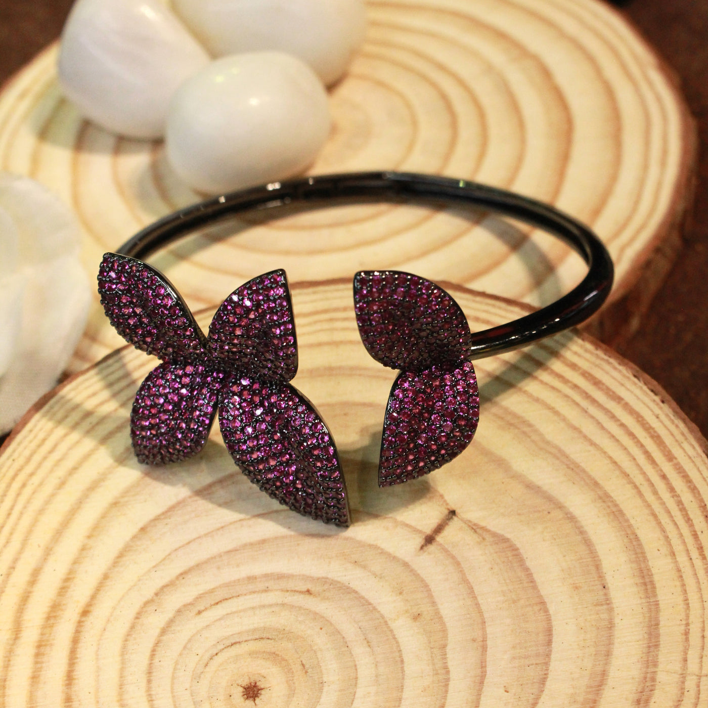 Rani Pink Butterfly-Shaped Studded Bracelet - SIA451763