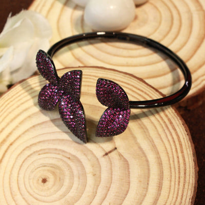 Rani Pink Butterfly-Shaped Studded Bracelet - SIA451763
