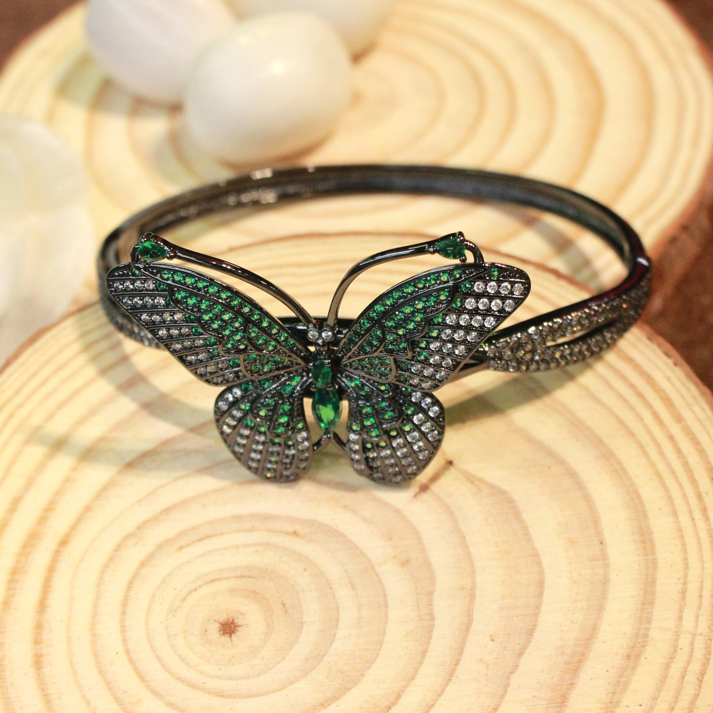 Green & Silver Butterfly Bracelet - SIA451762_C