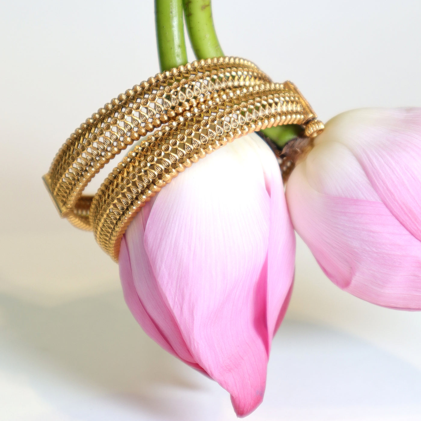 Golden Filigree Beaded Bangles with Intricate Design -SIA447483