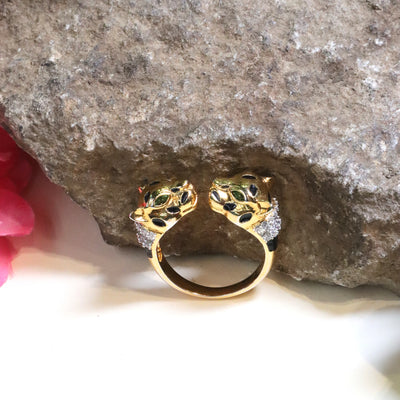 Pave Accent Fierce Animal Bypass Ring - SIA440763