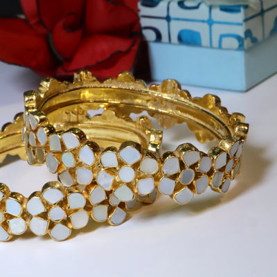 Mother of Pearl and Kundan Bangles - SIA453756