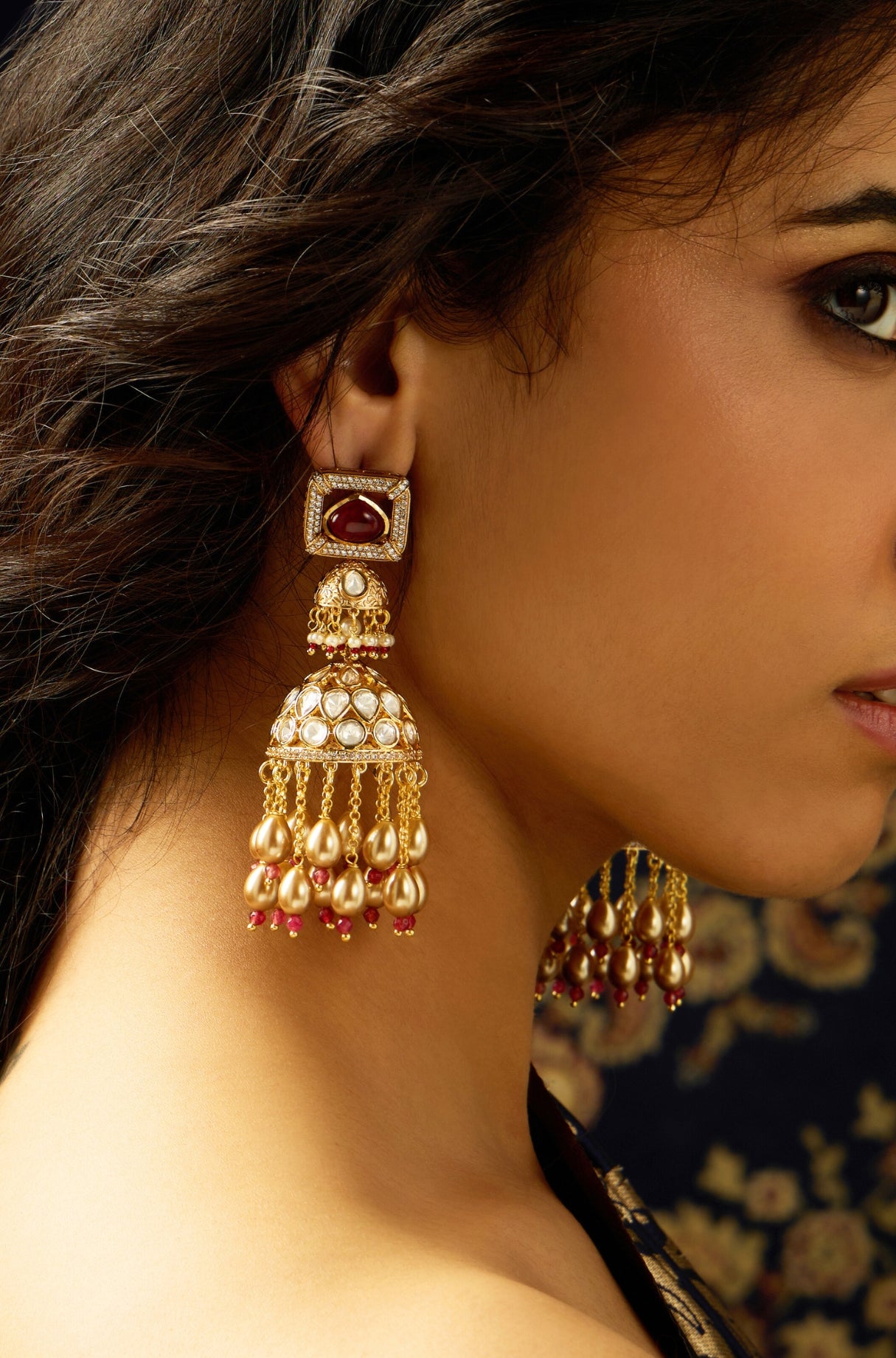 Polki Pearl Jhumka Earring - JBRITIER38