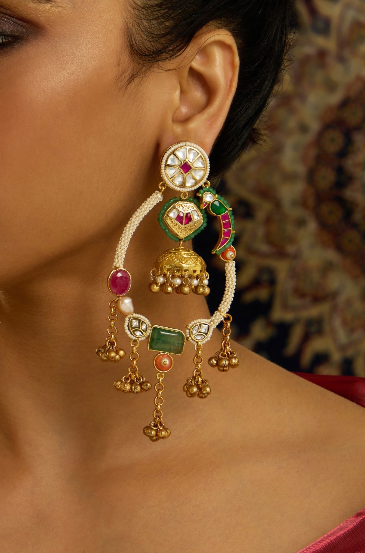 Rajwadi Parrot Motif Dangle Earring - JBRITIER39