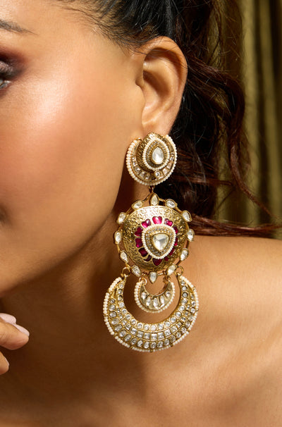 Majestic Ruby Rajwadi Drop Earring - JBRITIER46