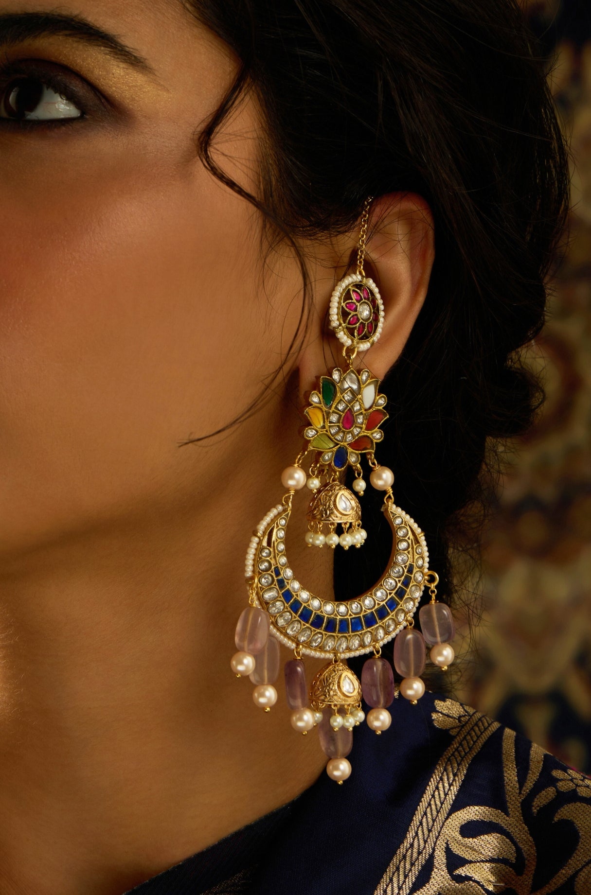 Enchanting Ear Chain Chaandbali Earring - JBRITIER51