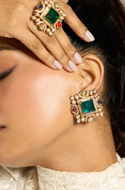 Emerald Canvas Stud Earring - JBRITIER65