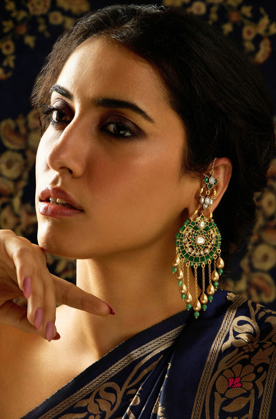 Rajwadi Green Glory Chaandbali Earring - JBRITIER69