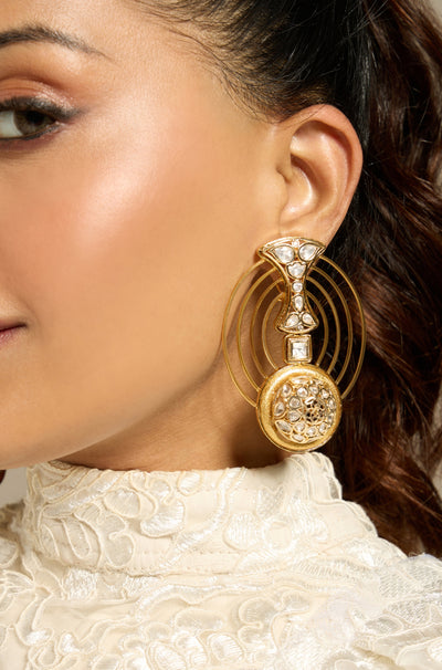 Kundan Elegance Hoops Earring - JBRITIER77