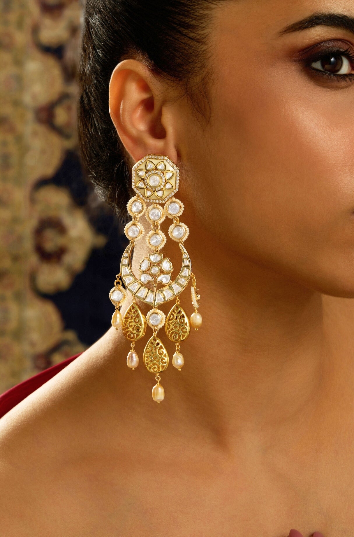 Regal Kundan Gold Chaandbali - JBRITIER89