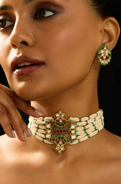 Rajwadi Pearl Choker Set - JBRITINK25