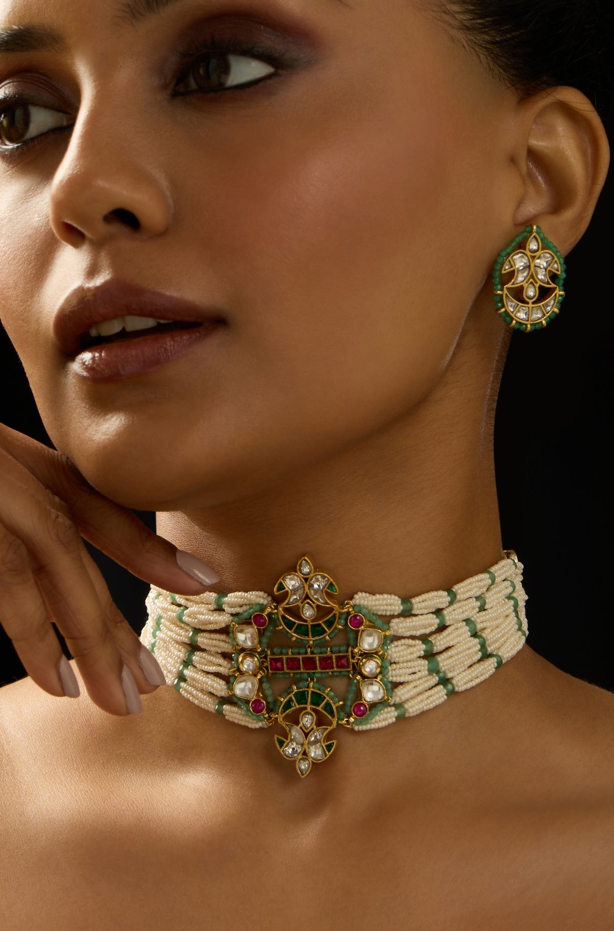 Rajwadi Pearl Choker Set - JBRITINK25