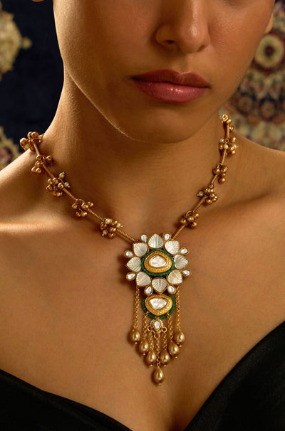 Beaded Floral Elegance Necklace - JBRITINK45