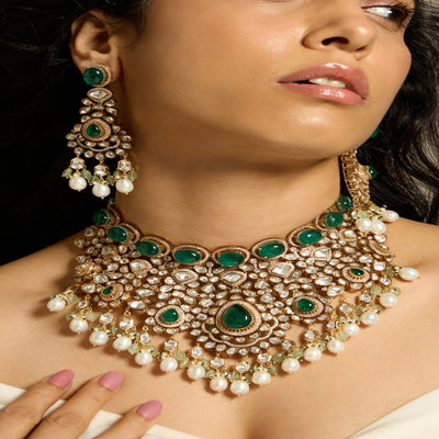 Emerald Royale Bridal Necklace Set-JBRITINKS1