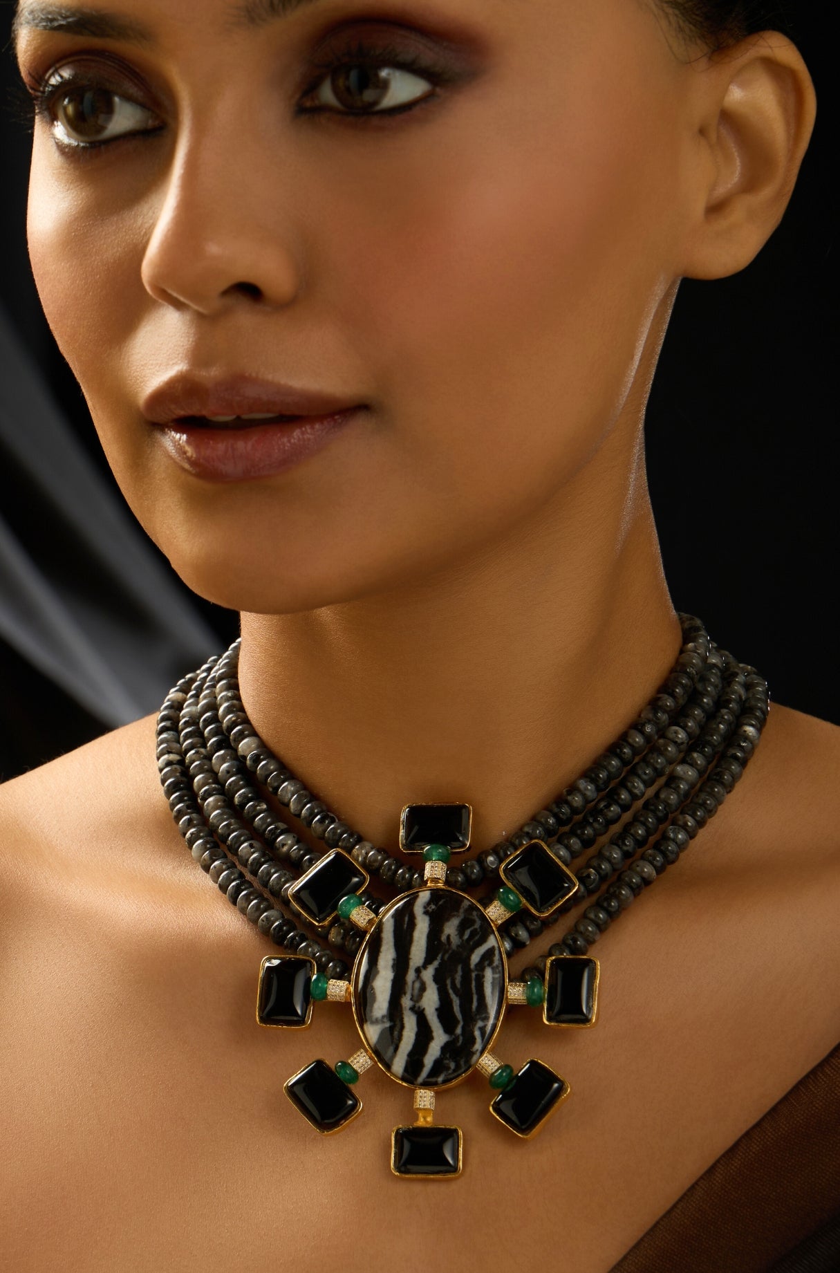 Noir Textured Statement Necklace - JBRITINKS38