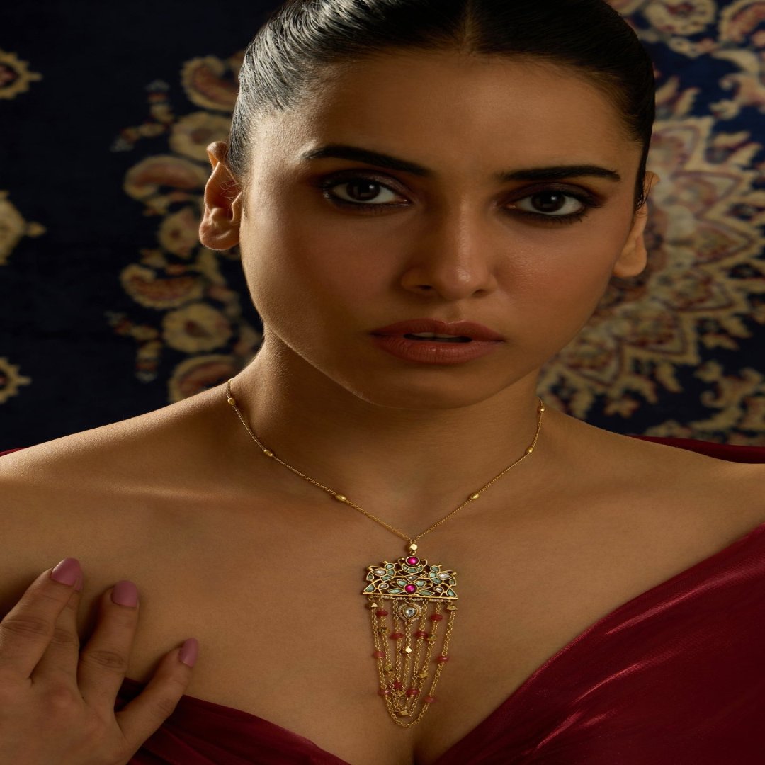 Golden Chain Rajwadi Necklace - JBRITINKS49