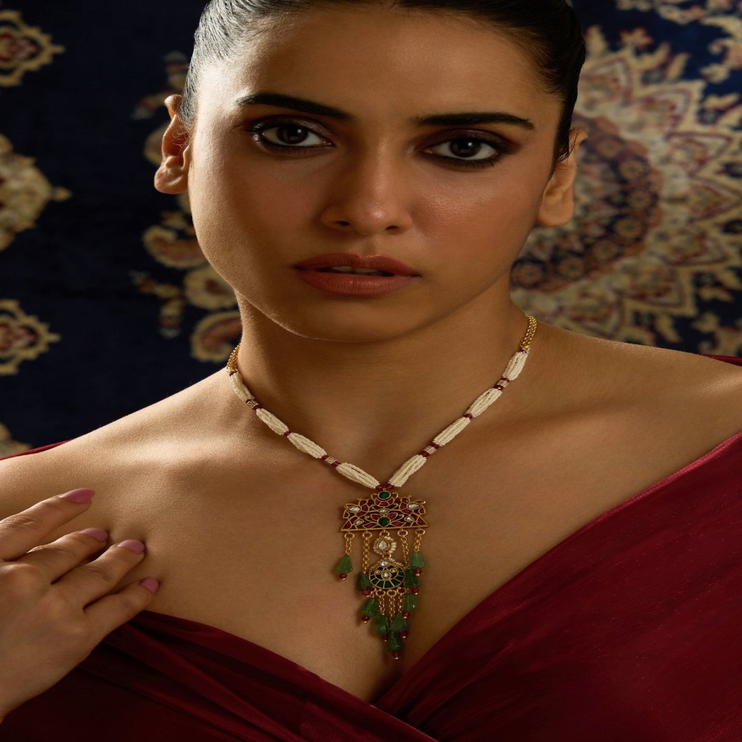 Twisted Pearl Rajwadi Necklace - JBRITINKS50