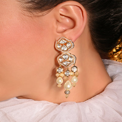 Gleamful Golden Dangler Earrings - JBRMR24ER12