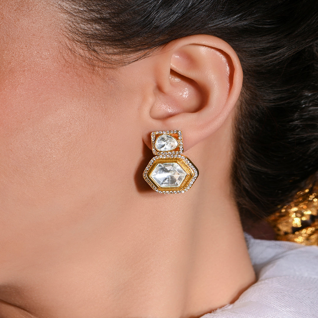 Golden Glam Stud Earrings - JBRMR24ER22