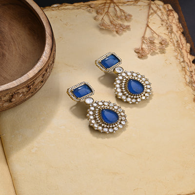 Bedazzling Blue Dangler Earrings - JBRMR24ER24